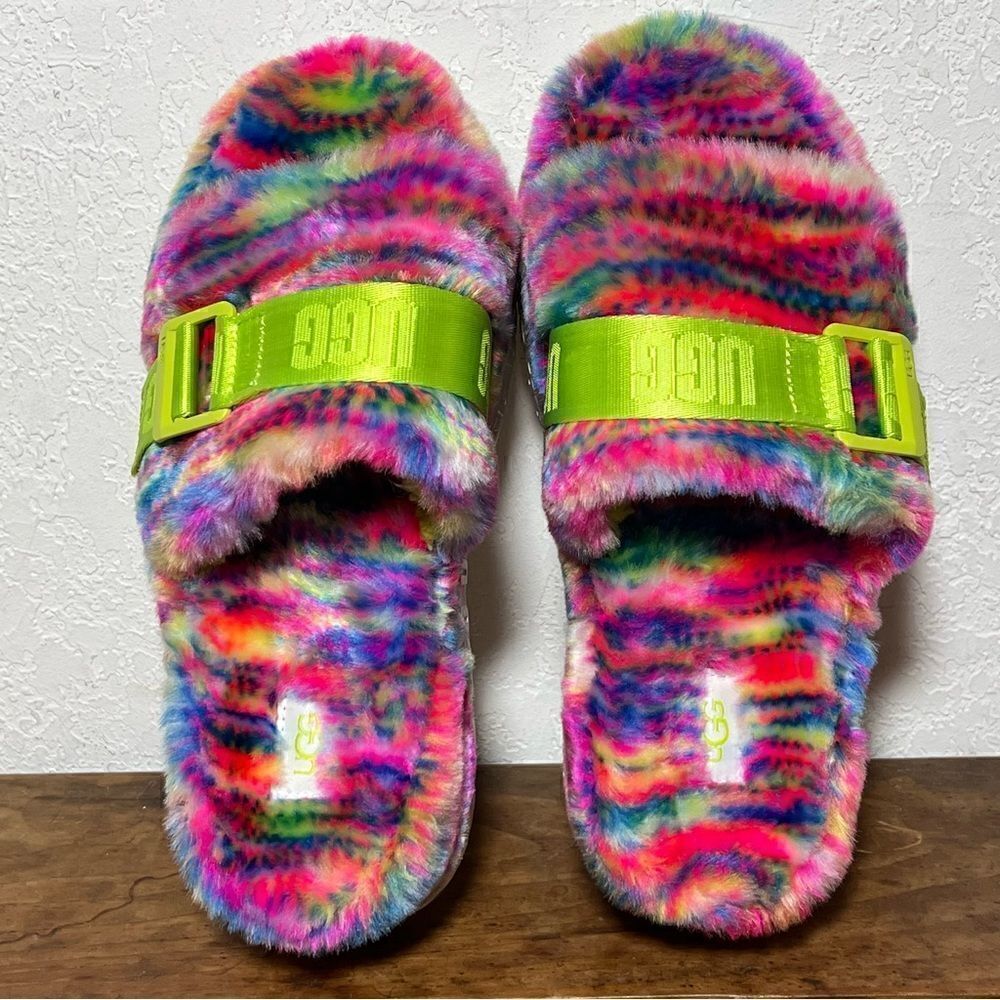 Ugg Fluffita Pixelate Flatform Slide Slippers Multi Color Womens 7 8 9 - Picture 7 of 11